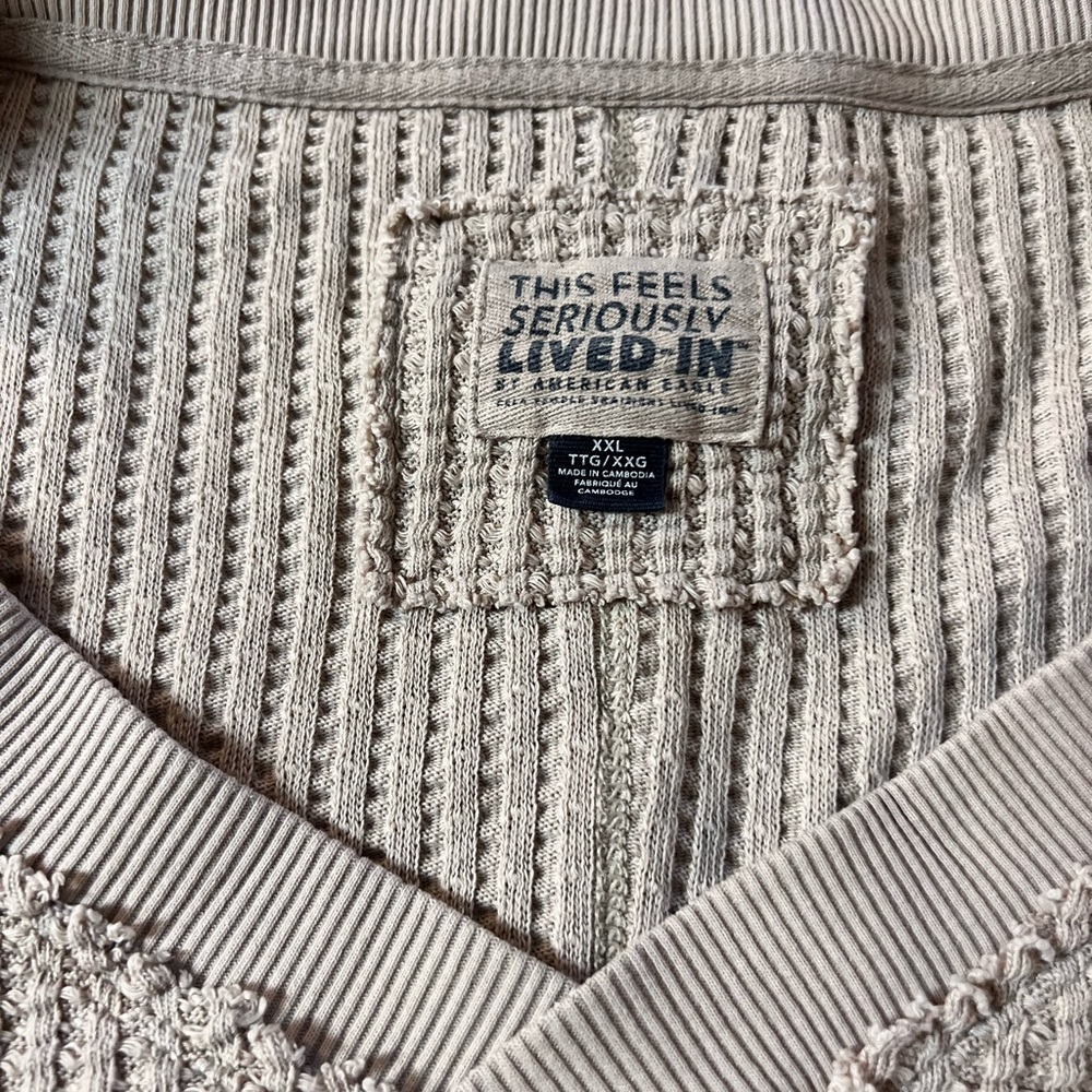 American Eagle Outfitters seriously lived in Beige waffle Sweater sweatshirt - Picture 4 of 10